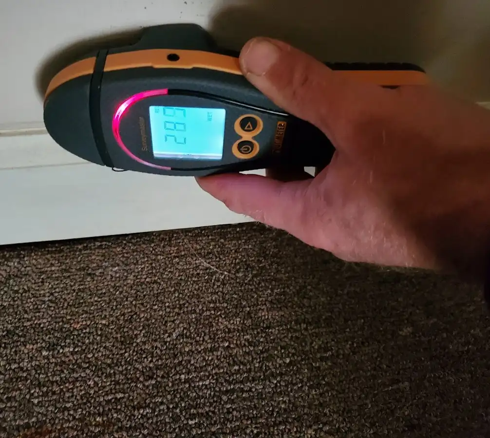 Moisture detection at baseboard during Mold Inspection & Testing in Mack